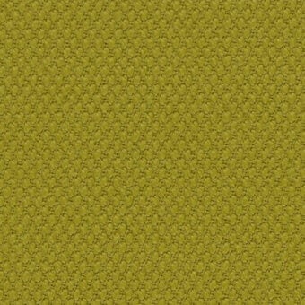 Olive-green textile sample with a dense, circular nubby pattern; woven wool-blend fabric displaying tonal variations and a durable texture.